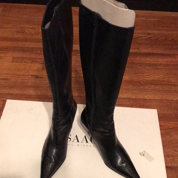 IsaacMizrahi Hi Black Leather Boot - Picture 2 of 7